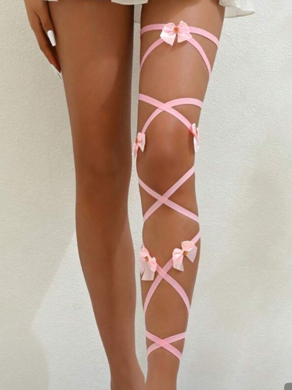 Pink Bow Wrap Leg Ribbon - - Picture 2 of 3